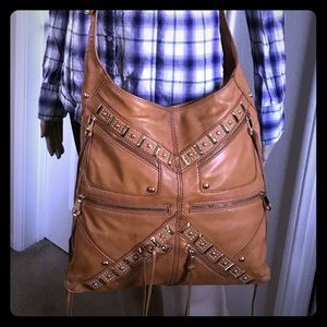 REBECCA MINKOFF EXTRA LARGE TASSELED LEATHER BAG